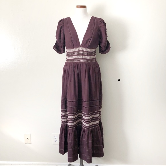 Free People Dresses & Skirts - Free People Plum Brown Delicacy Midi Dress